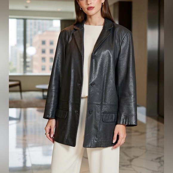 Outbrook Black Leather Fully Lined Jacket - Picture 2 of 12